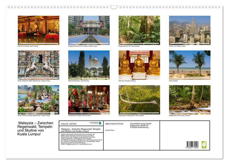 Produktbild: Malaysia &ndash; Zwischen Regenwald, Tempeln und Skyline von Kuala Lumpur (Wandkalender 2027 DIN A2 quer), CALVENDO Monatskalender