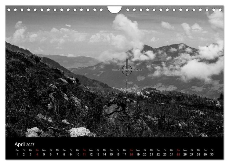 Produktbild: BERGE IN SCHWARZ WEISS (Wandkalender 2027 DIN A4 quer), CALVENDO Monatskalender