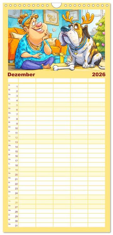 Produktbild: Familienplaner 2026 - Frauchen und Hund. Witzige Cartoons vom t&auml;glichen Chaos mit 5 Spalten (Wandkalender, 21 x 45 cm) CALVENDO