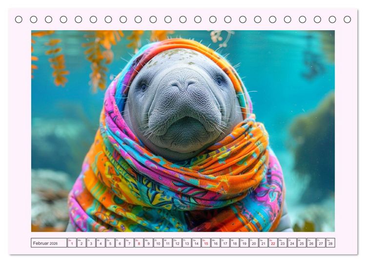Produktbild: Modische Manatees. Charmante Seek&uuml;he mit Stil (Tischkalender 2026 DIN A5 quer), CALVENDO Monatskalender