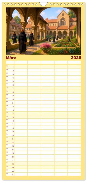 Produktbild: Familienplaner 2026 - Farbenfrohes Mittelalter mit 5 Spalten (Wandkalender, 21 x 45 cm) CALVENDO