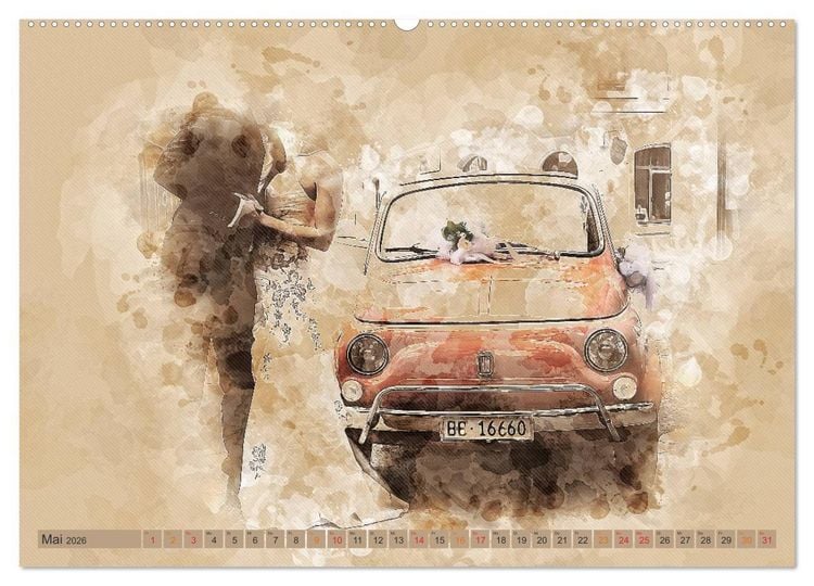 Produktbild: Kult-Autos, Nuova 500 (hochwertiger Premium Wandkalender 2026 DIN A2 quer), Kunstdruck in Hochglanz
