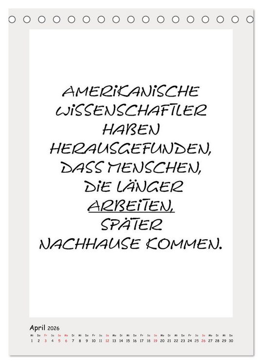 Produktbild: Spr&uuml;chekalender. Witziges f&uuml;rs B&uuml;ro (Tischkalender 2026 DIN A5 hoch), CALVENDO Monatskalender