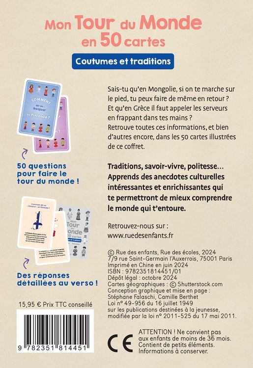 Produktbild: Mon tour du monde en 50 cartes : coutumes et traditions