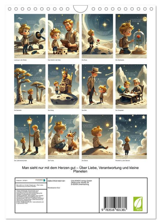 Produktbild: Man sieht nur mit dem Herzen gut &ndash; &Uuml;ber Liebe, Verantwortung und kleine Planeten (Wandkalender 2026 DIN A4 hoch), CALVENDO Monatskalender