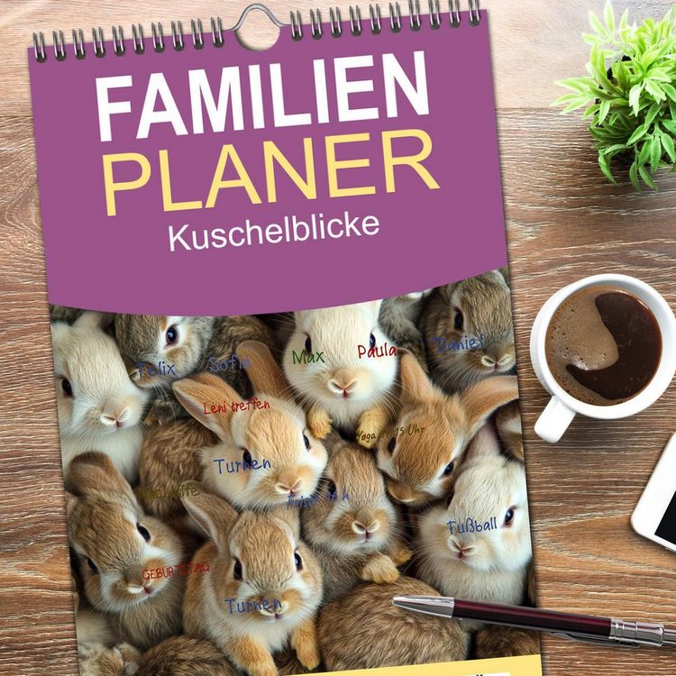 Produktbild: Familienplaner 2026 - Kuschelblicke mit 5 Spalten (Wandkalender, 21 x 45 cm) CALVENDO