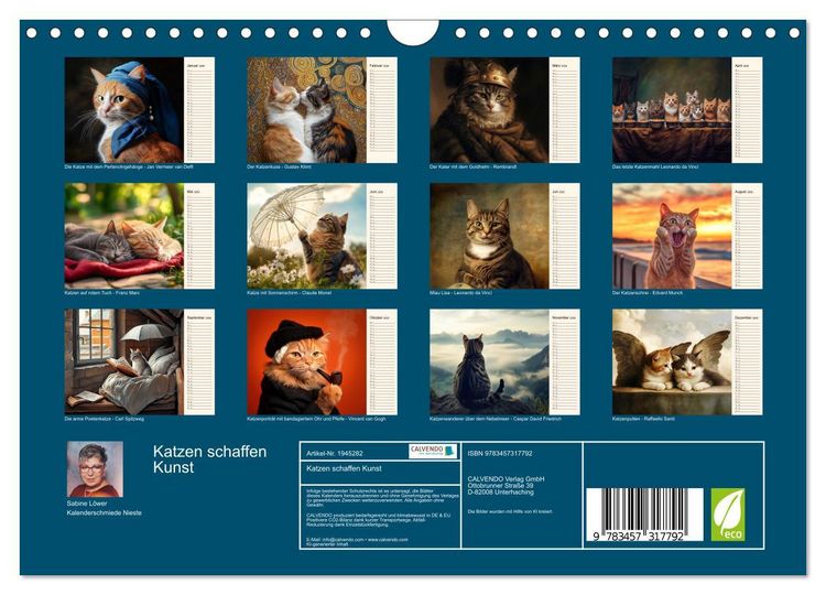 Produktbild: Katzen schaffen Kunst (Wandkalender 2026 DIN A4 quer), CALVENDO Monatskalender