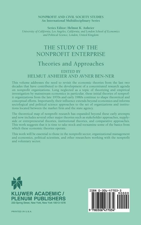 Produktbild: The Study of Nonprofit Enterprise