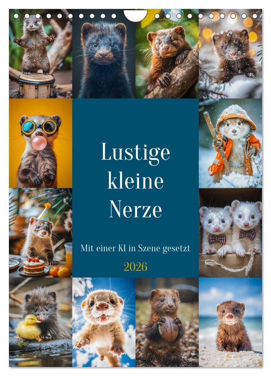 Produktbild: Lustige kleine Nerze (Wandkalender 2026 DIN A4 hoch), CALVENDO Monatskalender