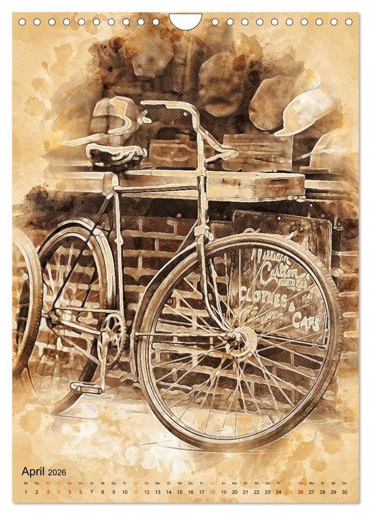 Produktbild: Fahrrad - Retro-Kalender (Wandkalender 2026 DIN A4 hoch), CALVENDO Monatskalender