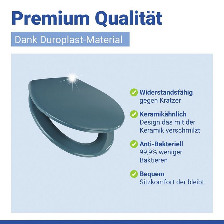 Produktbild: WC Sitz Mod. Samos Slate Blue, Toilettendeckel mit Absenkautomatik
