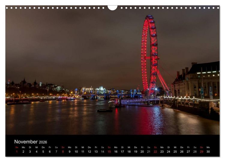 Produktbild: London - Nachts an der Themse (Wandkalender 2026 DIN A3 quer), CALVENDO Monatskalender