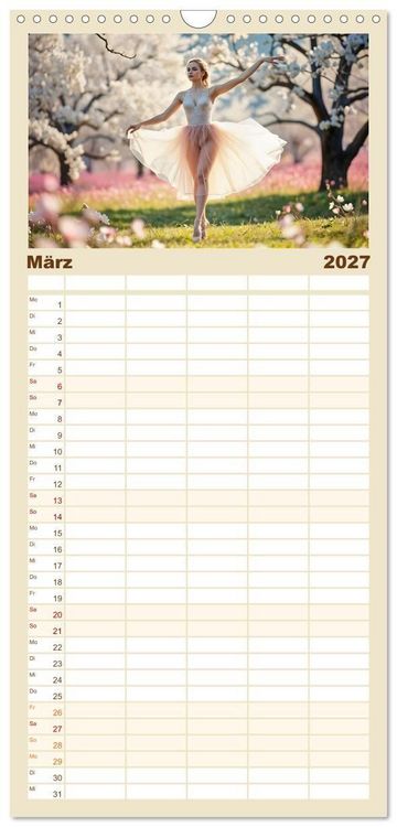 Produktbild: Familienplaner 2027 - Fl&uuml;gel aus Licht - Ballett in der Poesie der Natur mit 5 Spalten (Wandkalender, 21 x 45 cm) CALVENDO