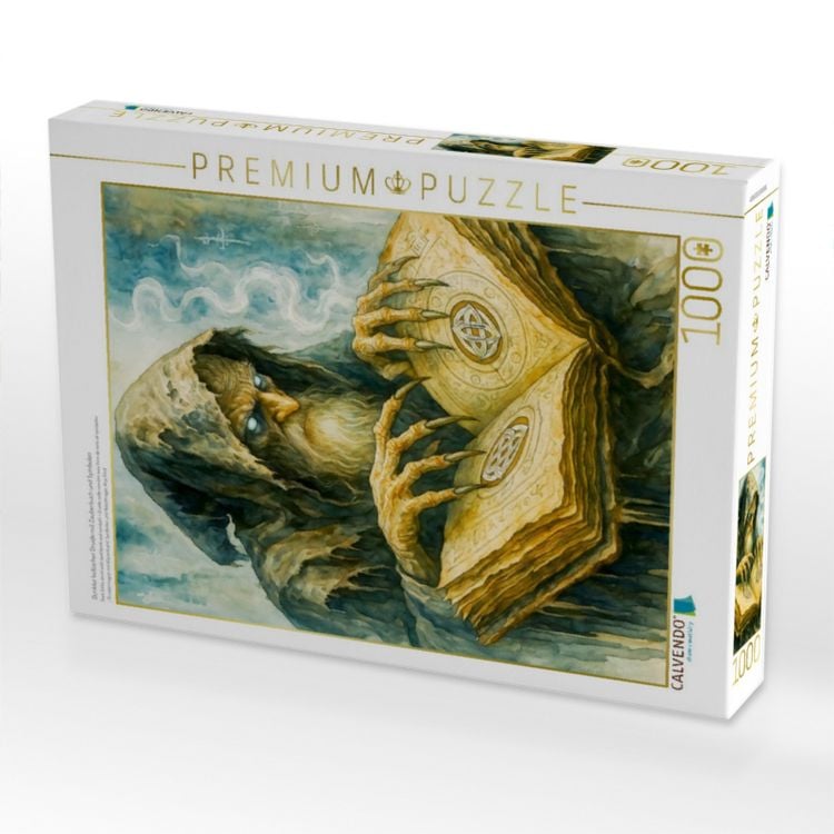 Produktbild: CALVENDO Puzzle Dunkler keltischer Druide mit Zauberbuch und Symbolen | 1000 Teile Lege-Gr&ouml;&szlig;e 64x48cm Foto-Puzzle f&uuml;r gl&uuml;ckliche Stunden