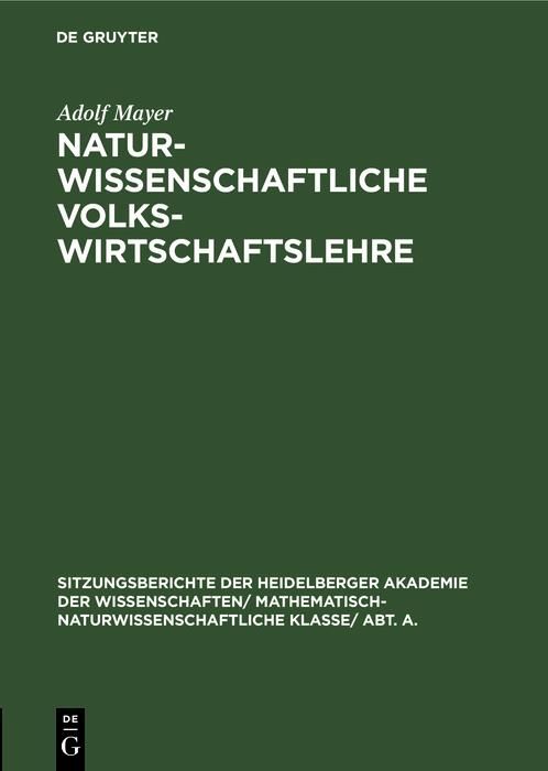 Produktbild: Naturwissenschaftliche Volkswirtschaftslehre