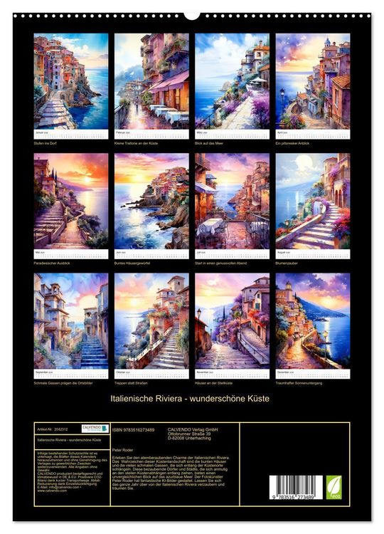 Produktbild: Italienische Riviera - wundersch&ouml;ne K&uuml;ste (hochwertiger Premium Wandkalender 2026 DIN A2 hoch), Kunstdruck in Hochglanz