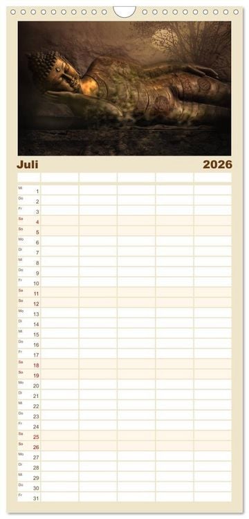 Produktbild: Familienplaner 2026 - All U Buddhas mit 5 Spalten (Wandkalender, 21 x 45 cm) CALVENDO