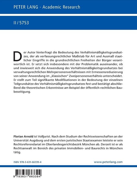 Produktbild: Verh&auml;ltnism&auml;&szlig;igkeit und Ermessensreduzierung im Mehrpersonenverh&auml;ltnis