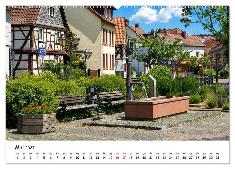 Produktbild: Eschborn Fachwerk und Finanzen (hochwertiger Premium Wandkalender 2027 DIN A2 quer), Kunstdruck in Hochglanz
