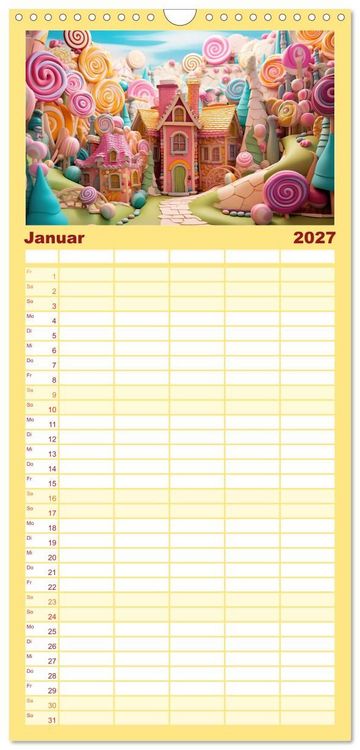 Produktbild: Familienplaner 2027 - Zuckertr&auml;ume im Candyland mit 5 Spalten (Wandkalender, 21 x 45 cm) CALVENDO