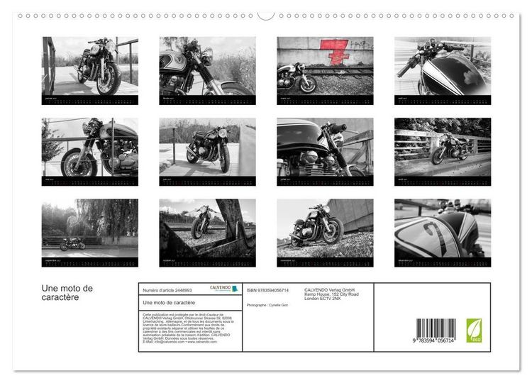 Produktbild: Une moto de caract&egrave;re (Calendrier mural haut de gamme 2027 DIN A2 vertical), CALVENDO calendrier mensuel