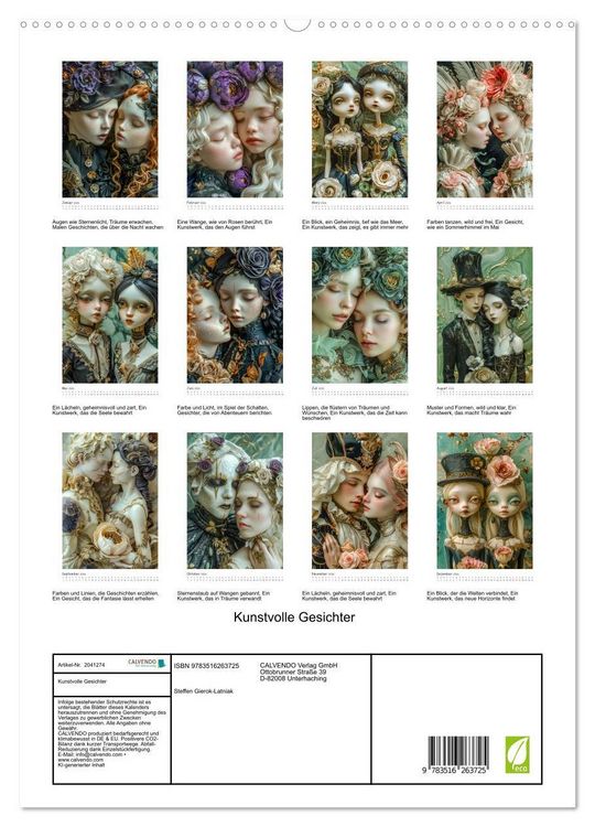 Produktbild: Kunstvolle Gesichter (hochwertiger Premium Wandkalender 2026 DIN A2 hoch), Kunstdruck in Hochglanz