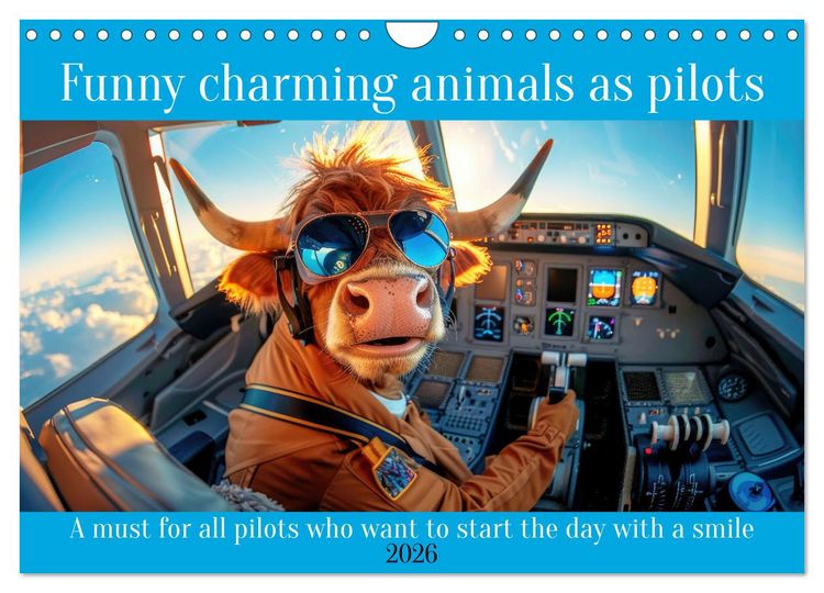 Produktbild: Funny charming animals as pilots (Wall Calendar 2026 DIN A4 landscape), CALVENDO 12 Month Wall Calendar