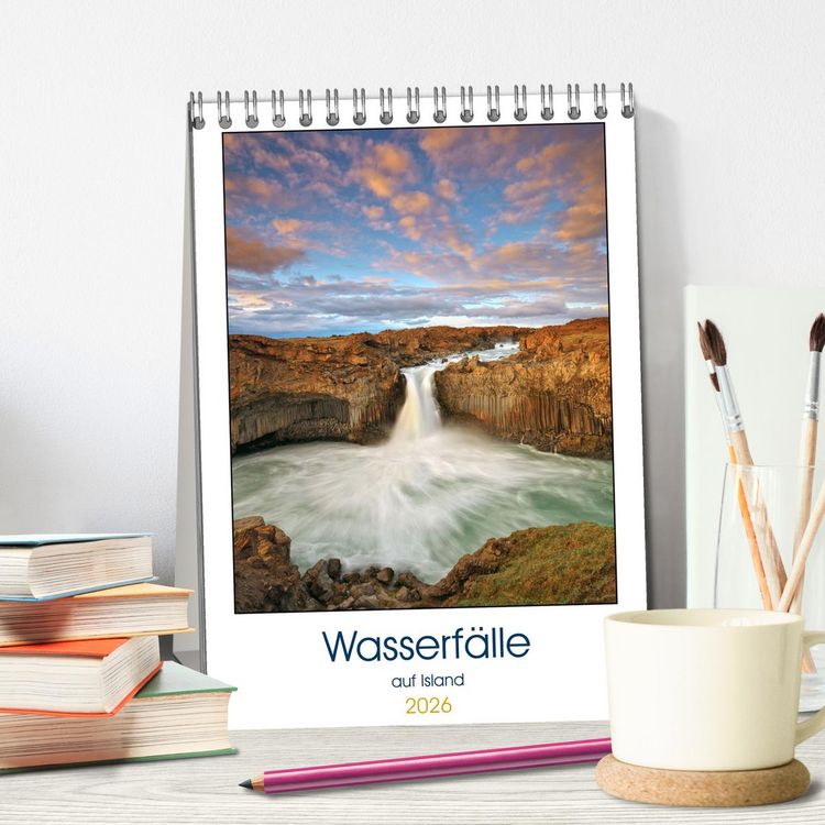 Produktbild: Wasserf&auml;lle auf Island (Tischkalender 2026 DIN A5 hoch), CALVENDO Monatskalender