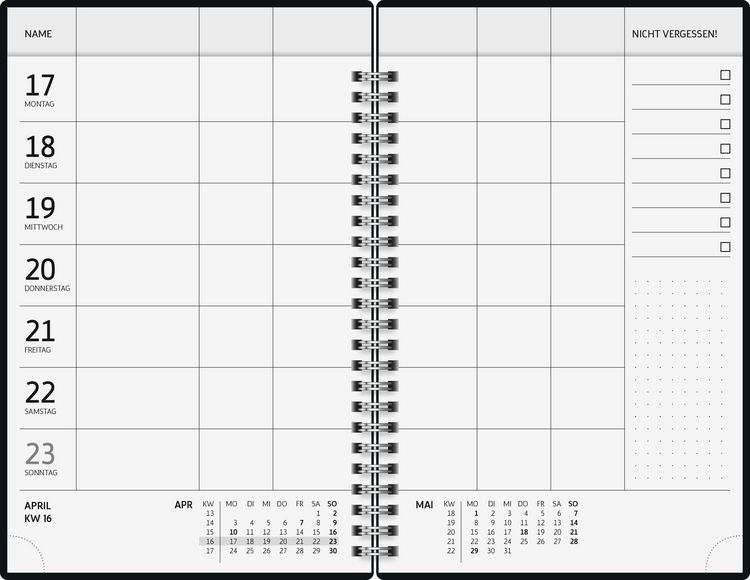 BRUNNEN 1070291016 | Buchkalender Familienplaner 2026 "Gold-Punkte" | A5, Kunststoff