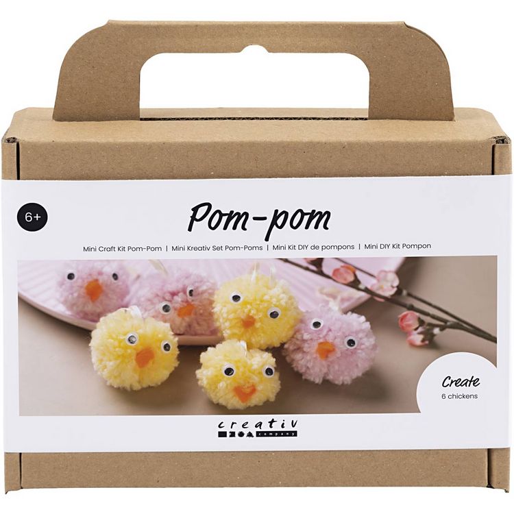 Produktbild: Creativ Company DIY Sets Flechten, Rya-Technik, Pompons Mini Kreativ Set Pompons, Sortierte Farben, K&uuml;ken, Kreativ Box