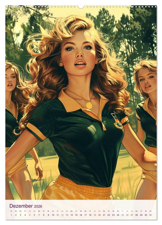 Produktbild: Frauenfu&szlig;ball - Old School Poster Style (Wandkalender 2026 DIN A2 hoch), CALVENDO Monatskalender