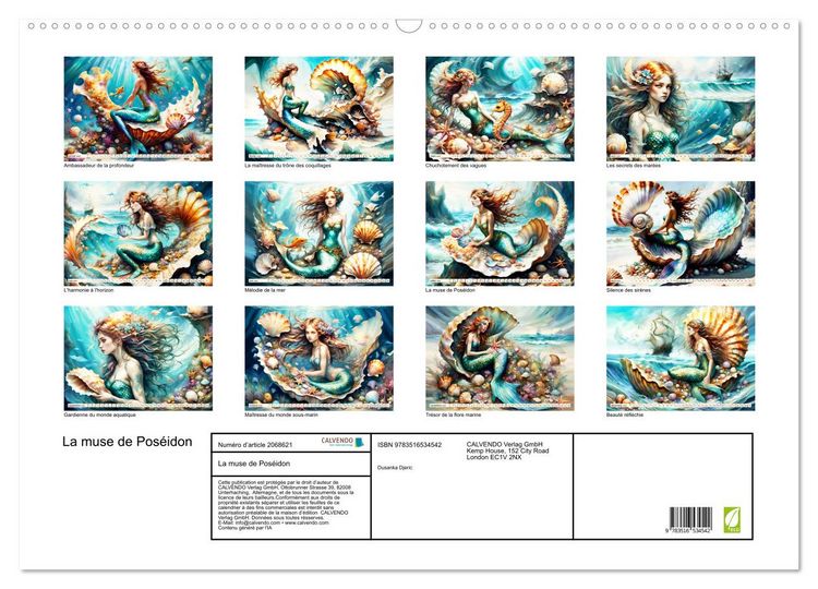 Produktbild: La muse de Pos&eacute;idon (Calendrier mural 2026 DIN A2 vertical), CALVENDO calendrier mensuel