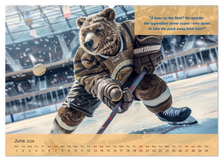 Produktbild: The most charming ice hockey animals in action (Wall Calendar 2026 DIN A2 landscape), CALVENDO 12 Month Wall Calendar