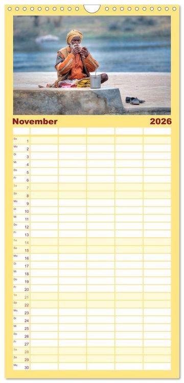 Produktbild: Familienplaner 2026 - Indiens Gesichter mit 5 Spalten (Wandkalender, 21 x 45 cm) CALVENDO