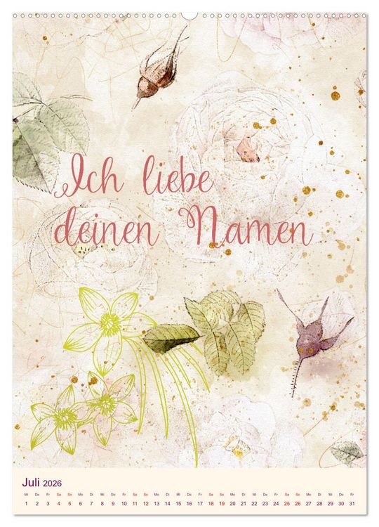 Produktbild: Aquarell Blumenmalerei mit Spr&uuml;chen (Wandkalender 2026 DIN A2 hoch), CALVENDO Monatskalender