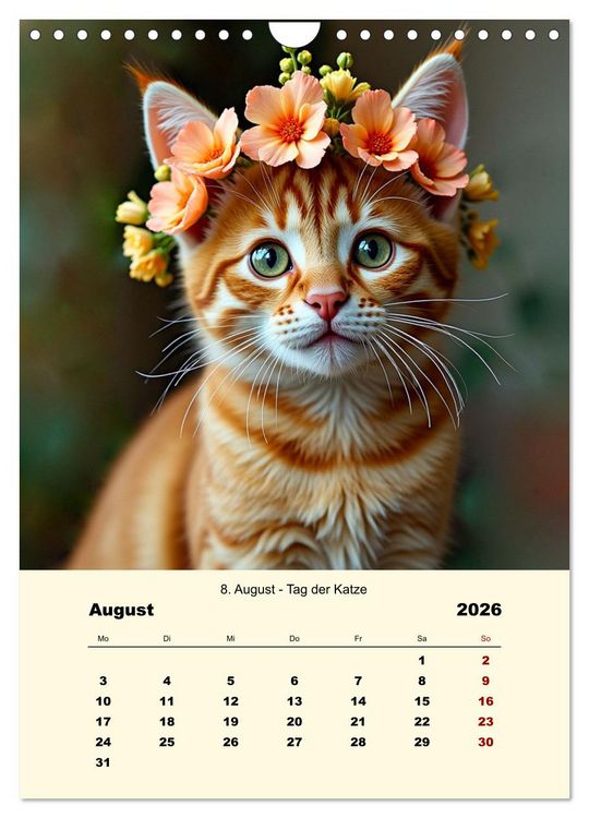 Produktbild: Blumenbekr&auml;nzte Haustiere zu ihrem Feiertag (Wandkalender 2026 DIN A4 hoch), CALVENDO Monatskalender