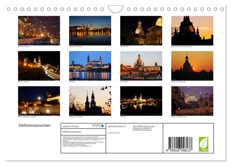 Produktbild: Elbflorenzansichten (Wandkalender 2026 DIN A4 quer), CALVENDO Monatskalender