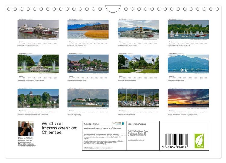 Produktbild: Wei&szlig;blaue Impressionen vom Chiemsee (Wandkalender 2026 DIN A4 quer), CALVENDO Monatskalender