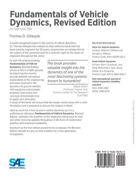 Produktbild: Fundamentals of Vehicle Dynamics, Revised Edition