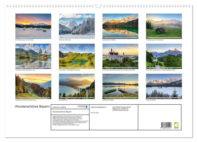 Produktbild: Wundersch&ouml;nes Bayern (Wandkalender 2027 DIN A2 quer), CALVENDO Monatskalender