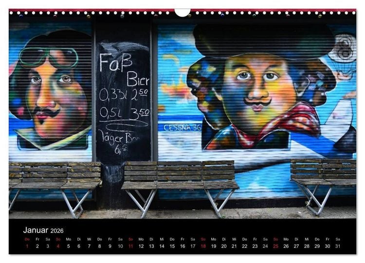 Produktbild: Urbane Kunst - Streetart 2026 (Wandkalender 2026 DIN A3 quer), CALVENDO Monatskalender