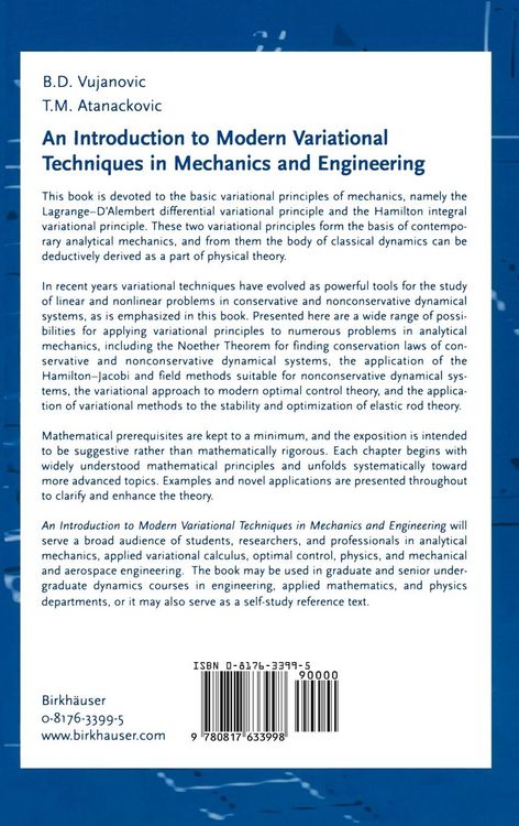 Produktbild: An Introduction to Modern Variational Techniques in Mechanics and Engineering