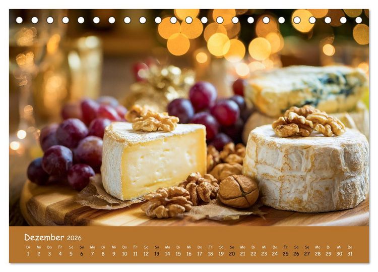Produktbild: K&auml;sekalender - mit Gourmet K&auml;se und Platten durchs Jahr (Tischkalender 2026 DIN A5 quer), CALVENDO Monatskalender