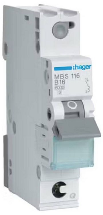 Produktbild: Hager MBS116 Leitungsschutzschalter 1polig 16A