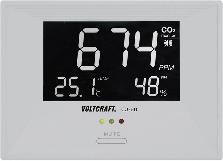 Produktbild: VOLTCRAFT CO2-60 Kohlendioxid-Messger&auml;t 0 - 3000 ppm