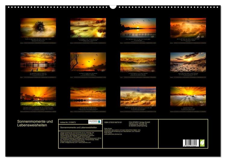 Produktbild: Sonnenmomente und Lebensweisheiten (Wandkalender 2026 DIN A2 quer), CALVENDO Monatskalender
