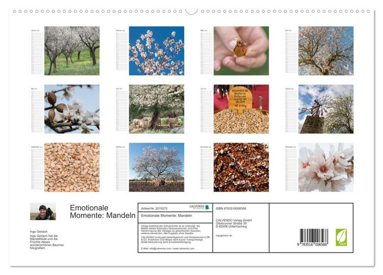 Produktbild: Emotionale Momente: Mandeln (hochwertiger Premium Wandkalender 2026 DIN A2 quer), Kunstdruck in Hochglanz