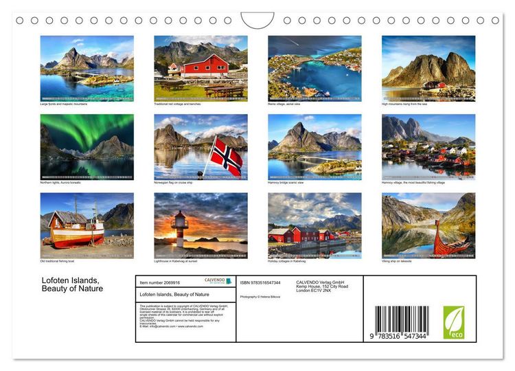 Produktbild: Lofoten Islands, Beauty of Nature (Wall Calendar 2026 DIN A4 landscape), CALVENDO 12 Month Wall Calendar