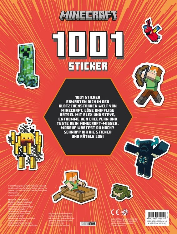 Produktbild: Minecraft: 1001 Sticker: Stickern &ndash; R&auml;tseln &ndash; Ausmalen