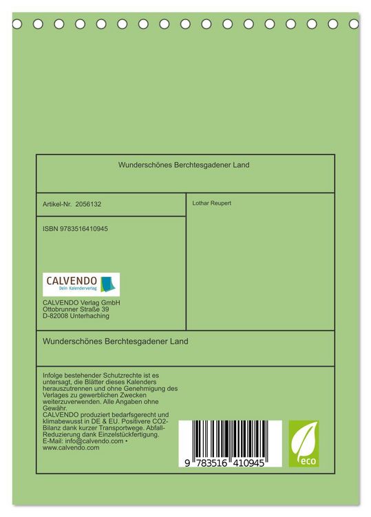 Produktbild: Wundersch&ouml;nes Berchtesgadener Land (Tischkalender 2026 DIN A5 hoch), CALVENDO Monatskalender
